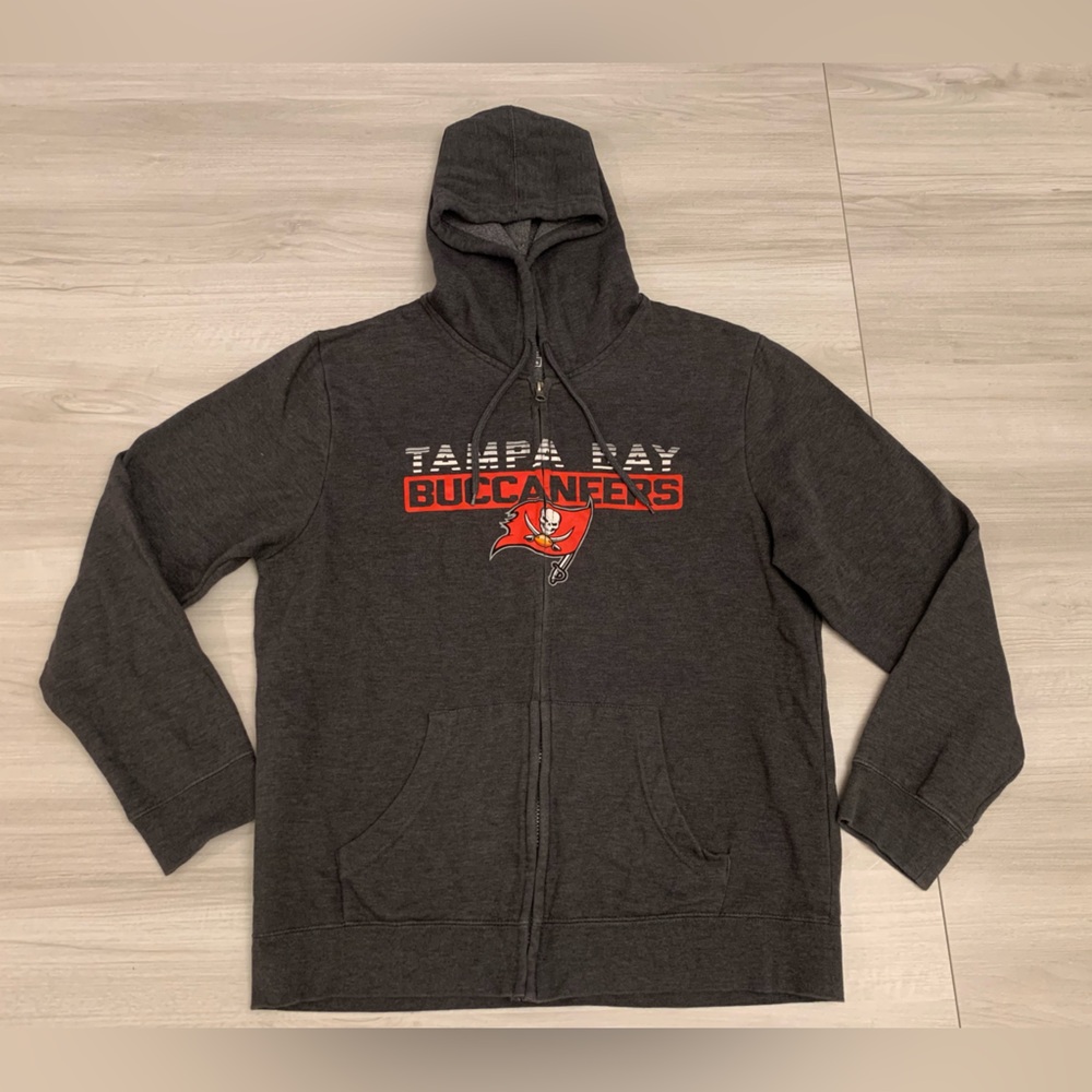 Fanatics‎ Tampa Bay Buccaneers Full Zip Grey Hoodie Men's Sz Lg